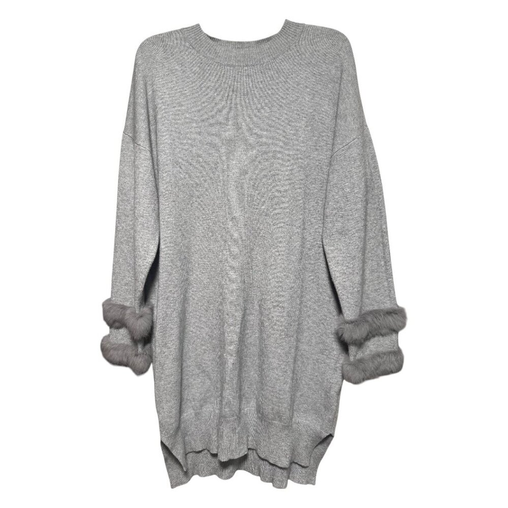 12TH HEART OVERSIZED VISCOSE BLEND SWEATER WITH FUR CUFFS